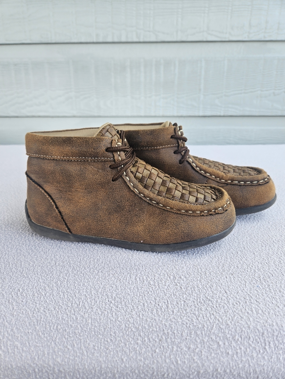 Twister Moc Toe Chukka Lace Up Faux Suede Ankle Boot Toddler Boy SZ 12 Brown